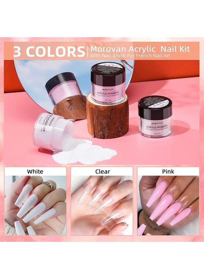 Acrylic Nail Kit Professional Acrylic Nail Kits Set Acrylic Powder Set With Everything For Beginners Glitter Powder Acrylic Brush For Nail Art Extension