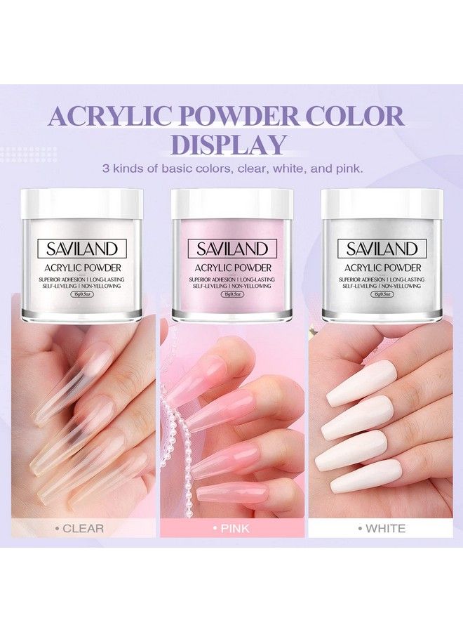 Acrylic Nail Kit For Beginner 15G Clearwhitepink Acrylic Powder And Liquid Set With Acrylic Nail Brush Nail Forms Glass Dappen Dish Easy To Use Starter Acrylic Nail Kit For Home Diy