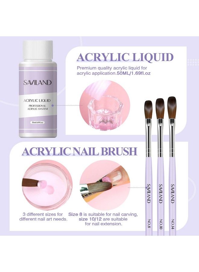 Acrylic Nail Kit For Beginner 15G Clearwhitepink Acrylic Powder And Liquid Set With Acrylic Nail Brush Nail Forms Glass Dappen Dish Easy To Use Starter Acrylic Nail Kit For Home Diy