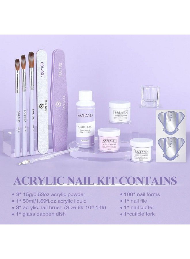 Acrylic Nail Kit For Beginner 15G Clearwhitepink Acrylic Powder And Liquid Set With Acrylic Nail Brush Nail Forms Glass Dappen Dish Easy To Use Starter Acrylic Nail Kit For Home Diy