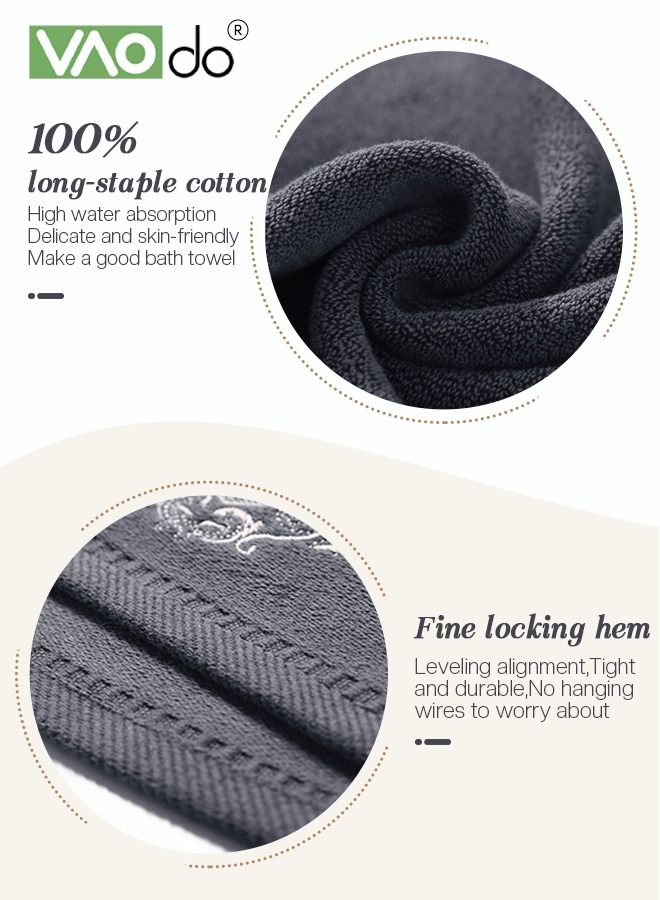 3PCS Cotton Bath Towel Set Fast Absorbent Skin-friendly and Soft Bath Towel*1PCS and 2PCS Towels for Bath and Spa Grey