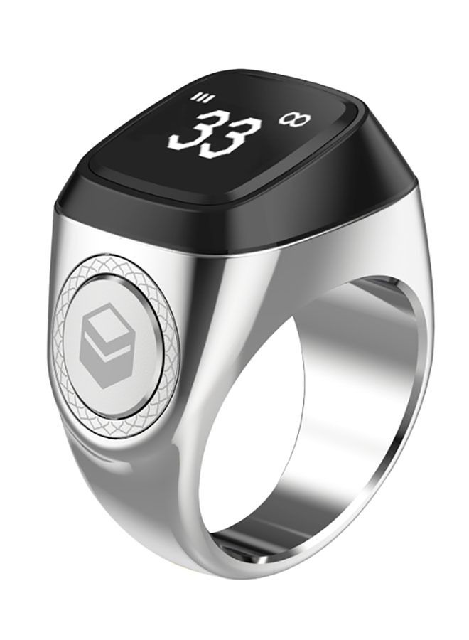 Smart Tasbih Zikr Metal Ring 18 MM Bright Silver