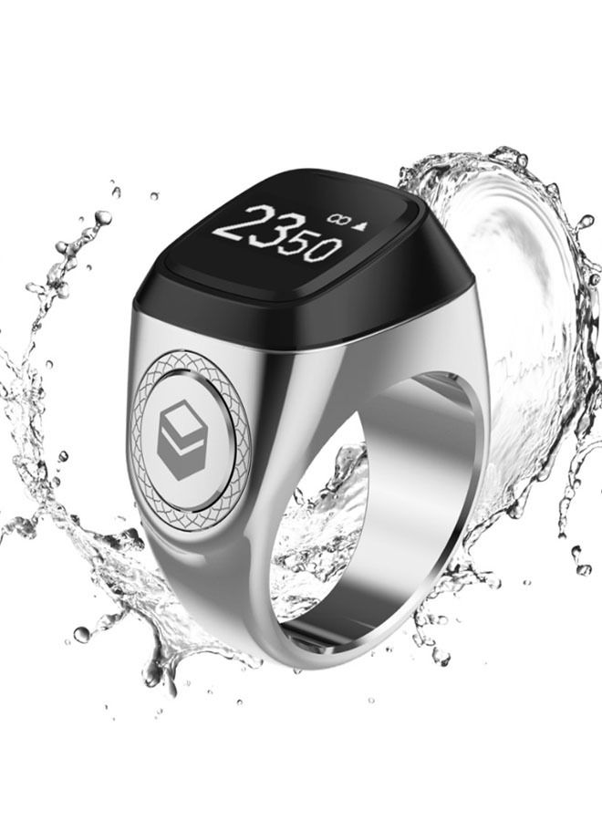Smart Tasbih Zikr Metal Ring 18 MM Bright Silver