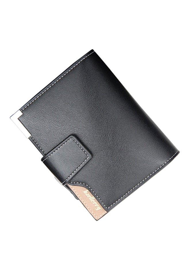 Leather Flap Closure Wallet Black