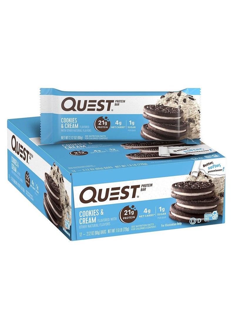 Protein Bar Cookies Cream 60g Pack of 12