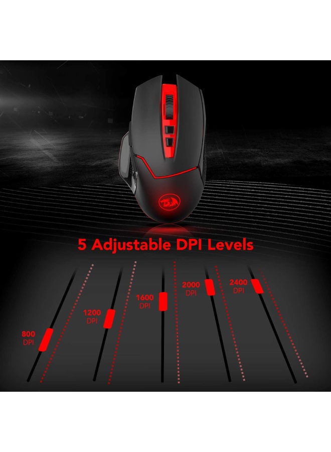 Redragon M690-1 Wireless Gaming Mouse with DPI Shifting, 2 Side Buttons, 2400 DPI, Ergonomic Design, 8 Buttons-Black