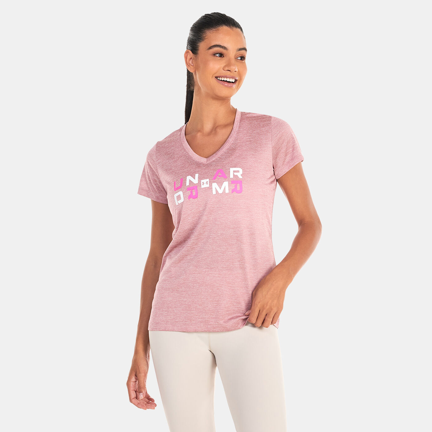 Women's UA Tech™ Twist Graphic V-Neck T-Shirt