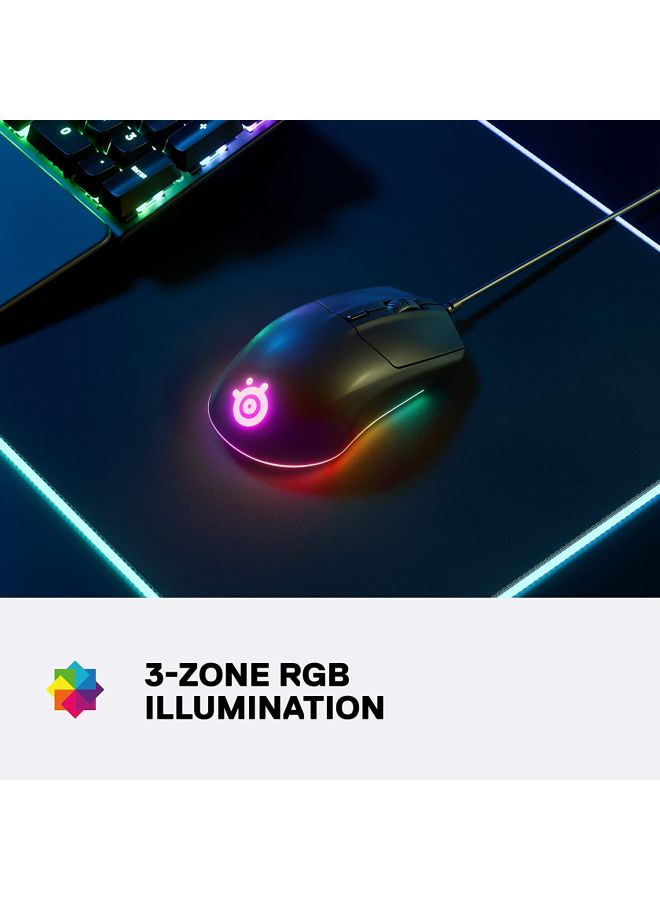 Rival 3 Gaming Mouse, 8,500 CPI TrueMove Core Optical Sensor, 6 Programmable Buttons, Split Trigger Buttons, Brilliant Prism RGB Lighting | 62513