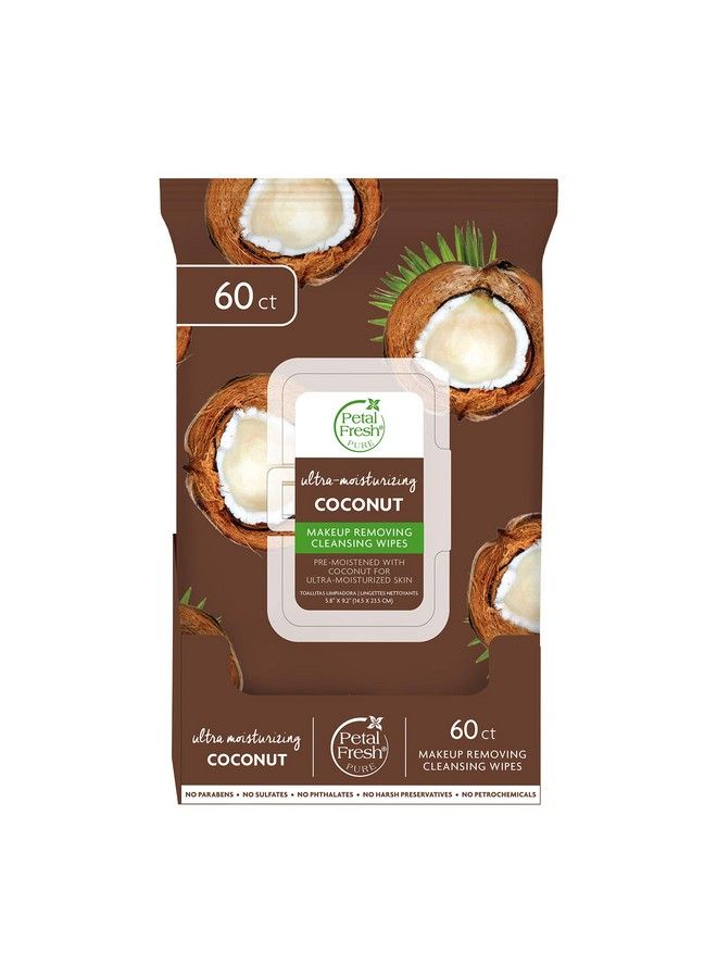 Ultra Moisturizing Coconut Makeup Removing Cleansing Towelettes Gentle Face Wipes Daily Cleansing Vegan And Cruelty Free 60 Count