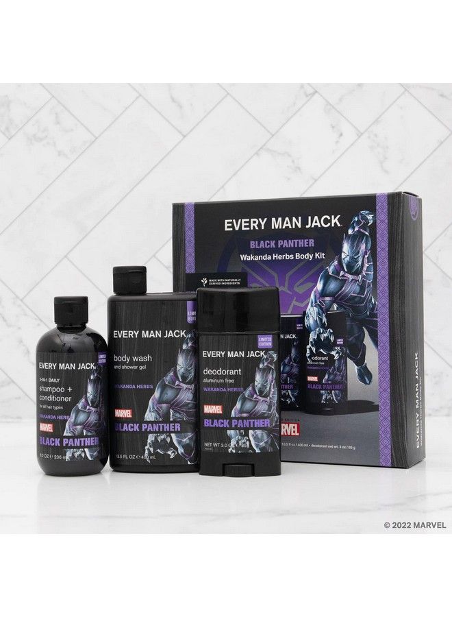 Black Panther Bath And Body Gift Set For Men Includes Body Wash Shampoo & Deodorant With Clean Ingredients