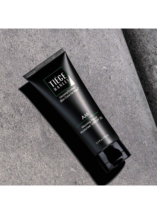 Morning Facial Moisturizer For Men (Am) : Lightweight Hydrating & Safe For Sensitive Skin : Smoother & Softer Skin : Spf 20 Face Lotion : Contains Calendula & Plantain : 25 Ounce