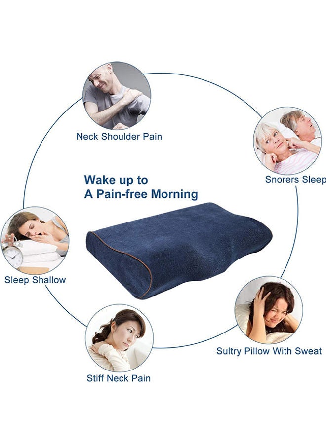 Orthopedic Cervical Neck Pillow For Pain Sufferers Polyester Blue 50x30x10cm