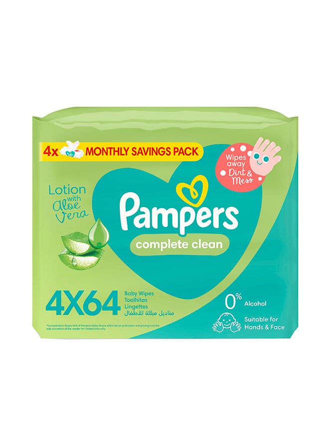 Complete Clean Baby Wipes with Aloe Vera Lotion , 4 Packs, 256 Count