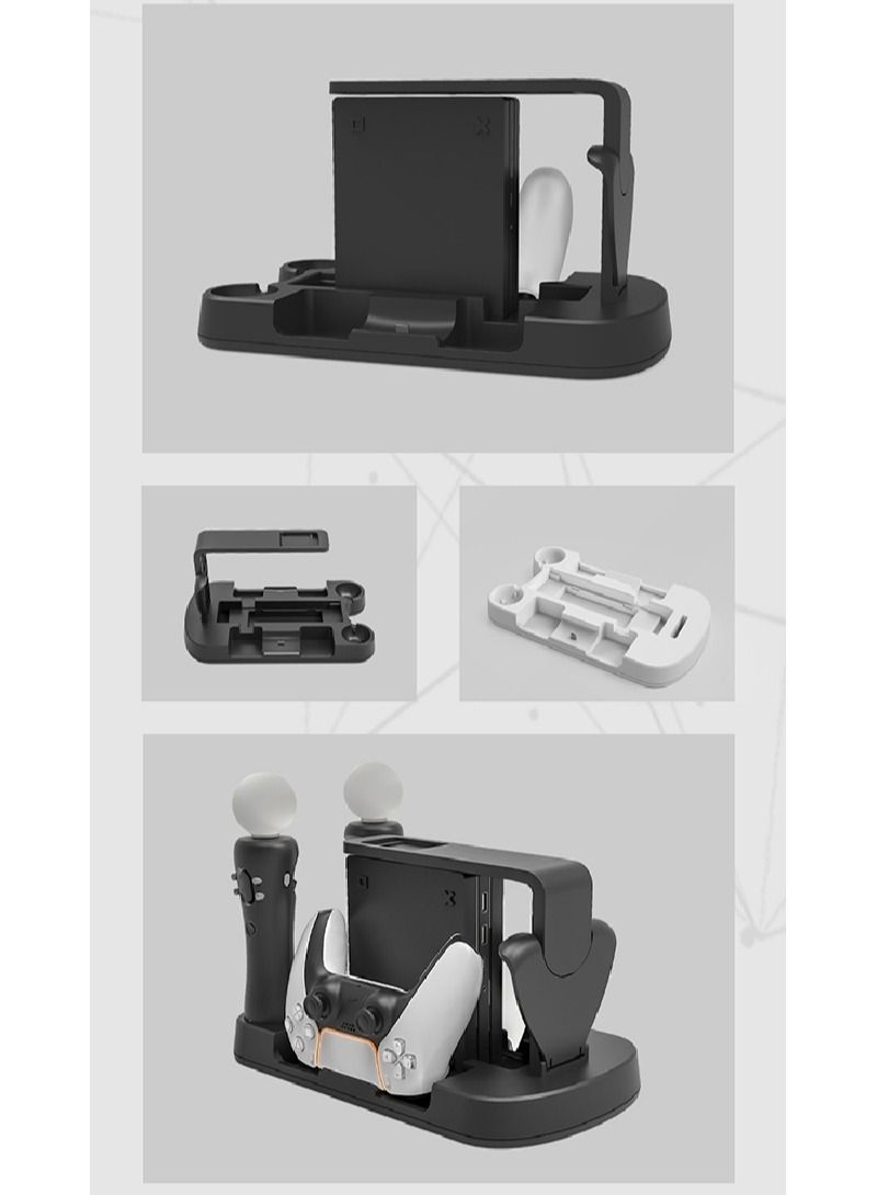 PSVR Charging Stand, with PS5 Controller Charging Station, for Displaying PS VR Headset and Processor, with Led Indicator, 2 Magnetic Clasp and Type-C Cable, Black