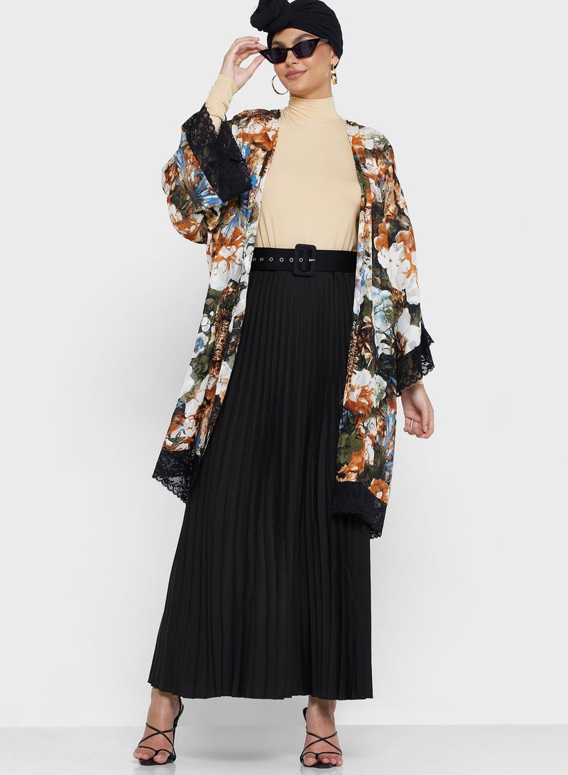 Pleated Skirt With Belt