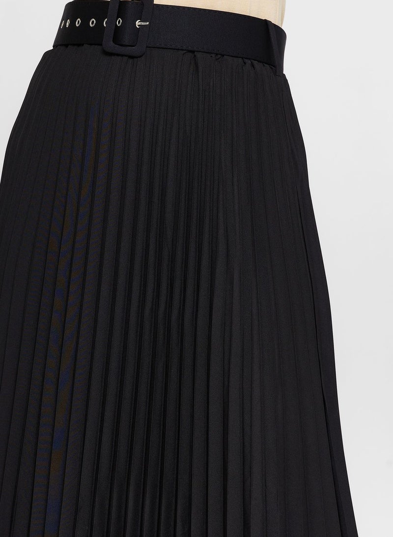 Pleated Skirt With Belt