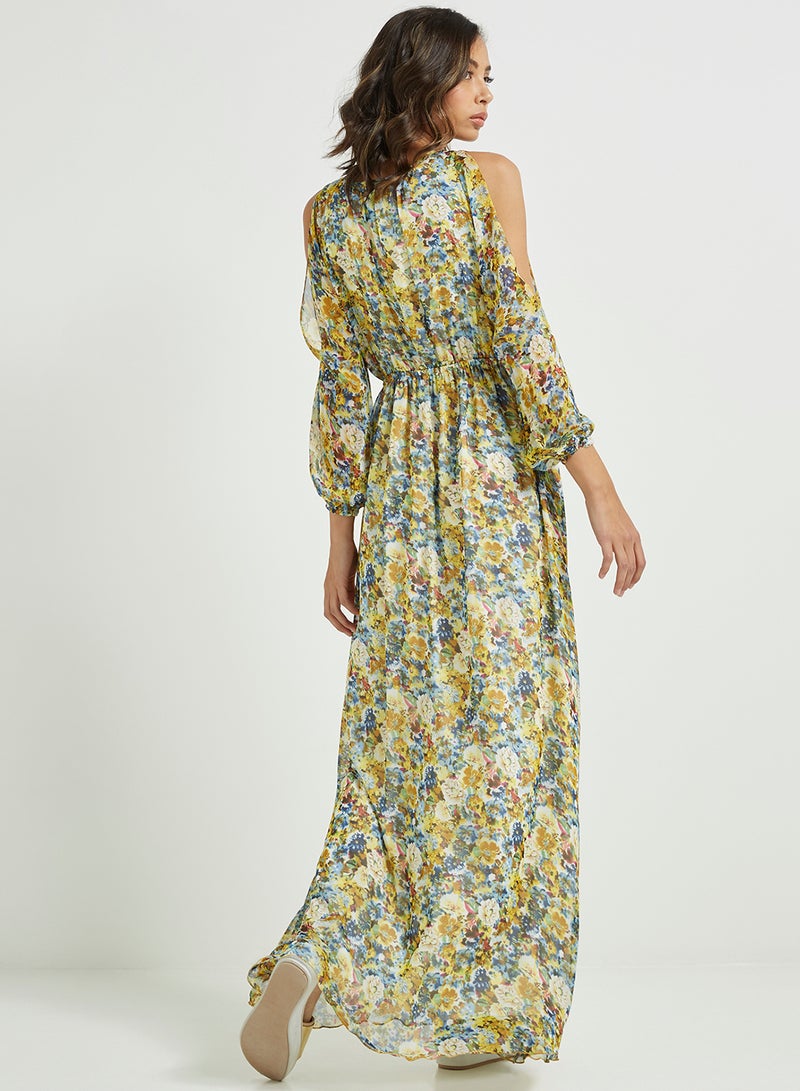 Cold Shoulder Maxi Dress Green