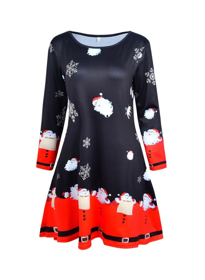 Christmas Printed Mini Dress Black/White/Red