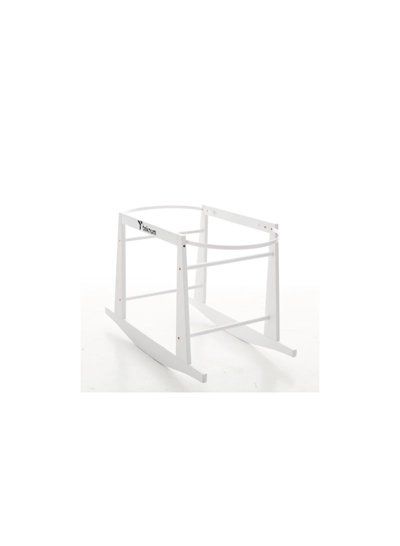 Wicker Pod Moses Basket Rocker Stand With Adjustable Straps - White
