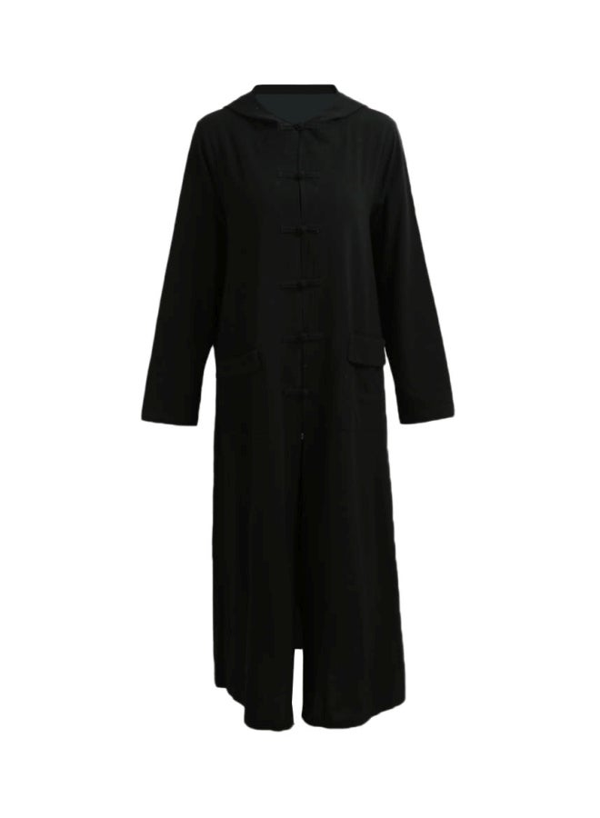 Long Sleeves Hooded Dress Black