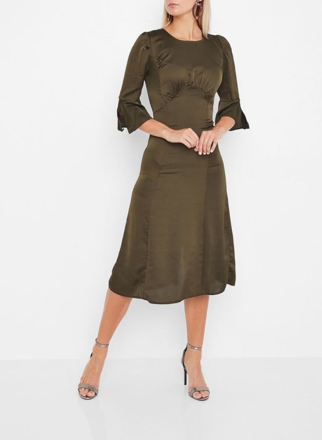 Round Neck Dress Olive Green