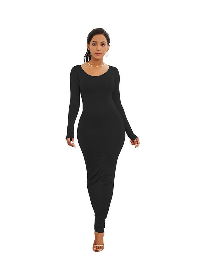 Long Sleeve Bodycon Maxi Dress Black