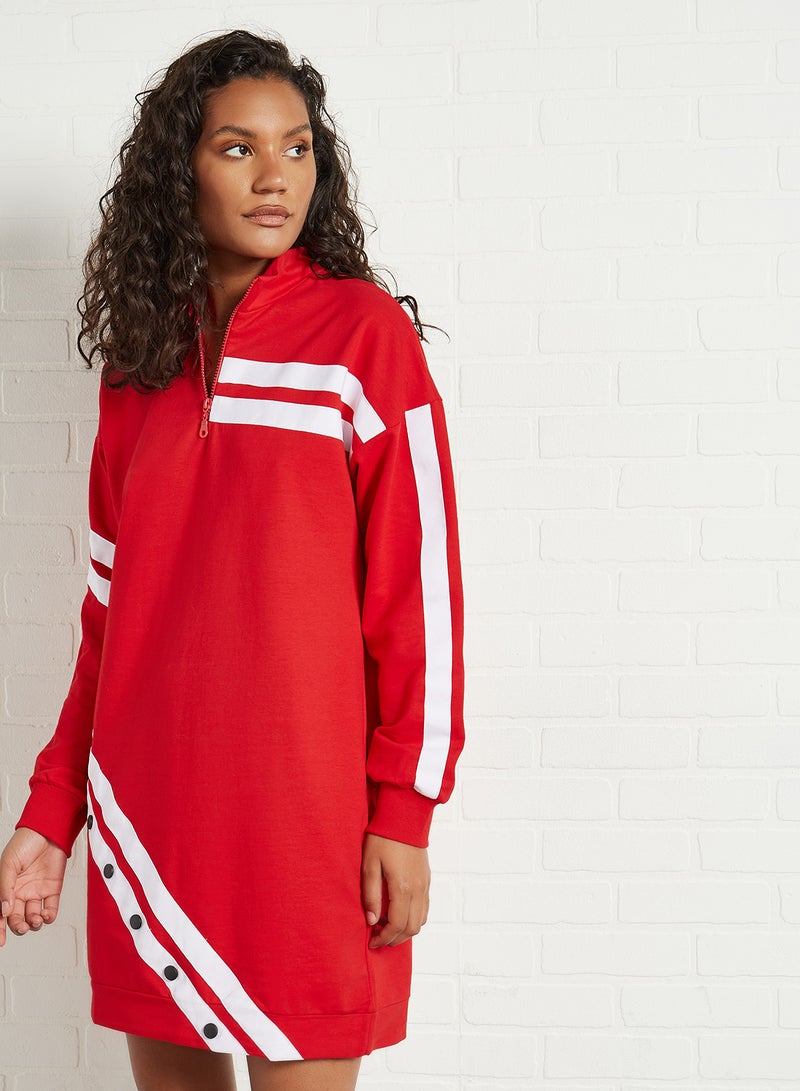 Striped Pattern Dress Red