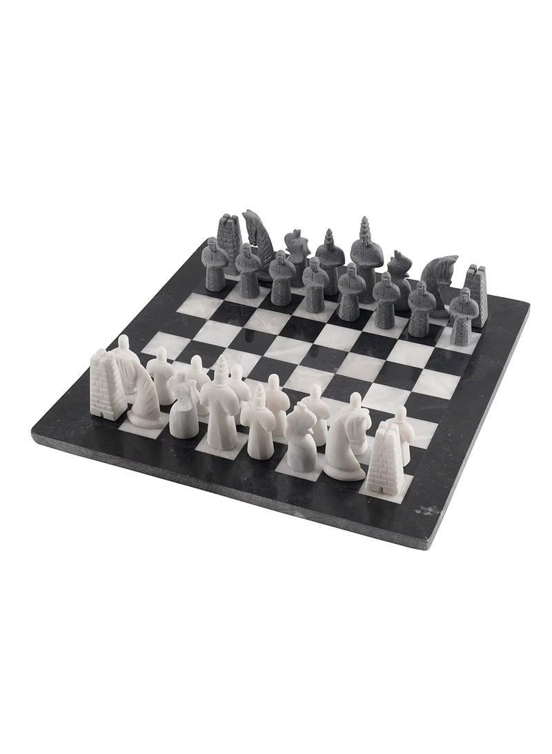 Radicaln 15 Inch Antique Black and White Marble Complete Chess Game Set for Adults
