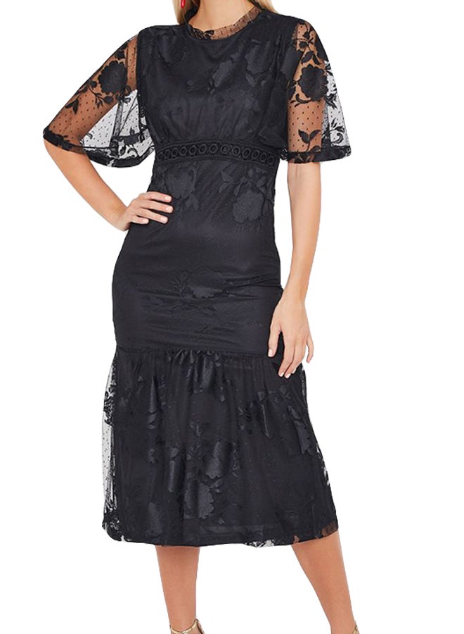 Lace Angel Short Sleeve Dress Black