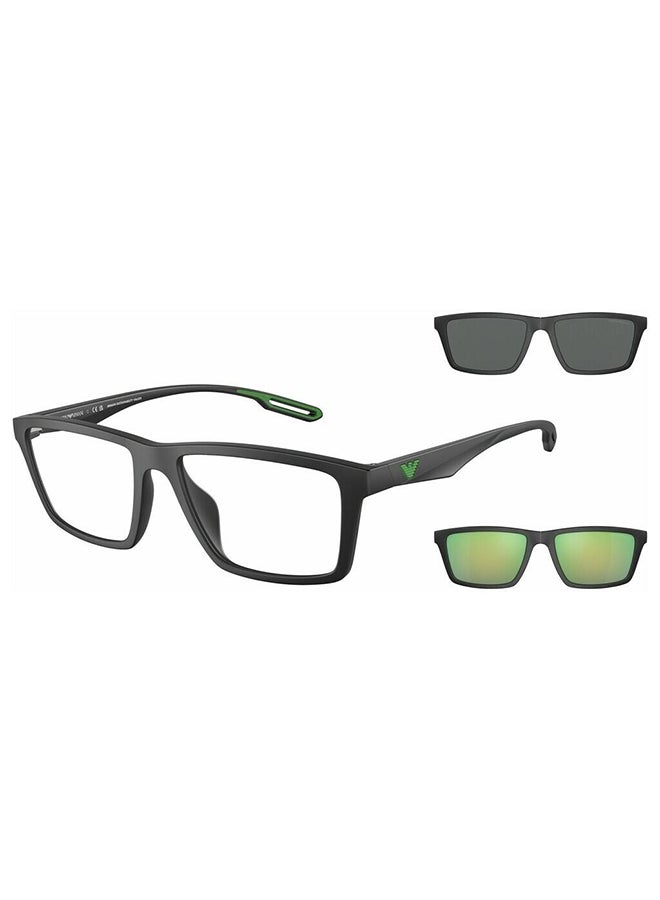 unisex Full-Rimmed Rectangular Frame Clip On Ea4189U 50011W Size 55 Matte Black Demo Lens
