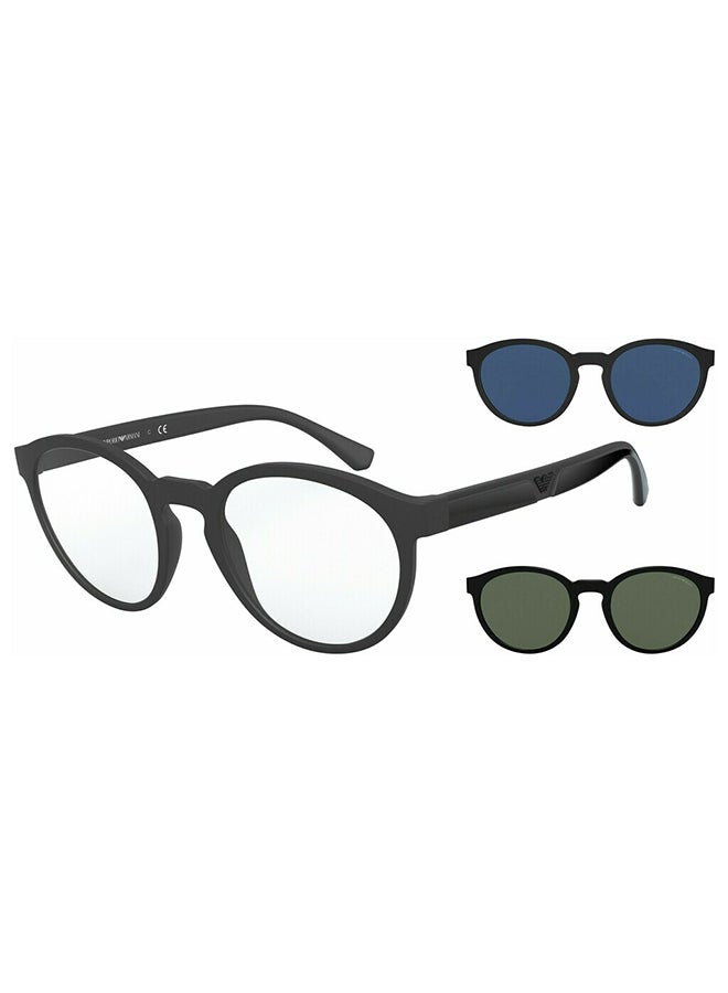 unisex Full-Rimmed Round Frame Clip On Ea4152 58011W Size 52 Matte Black Demo Lens
