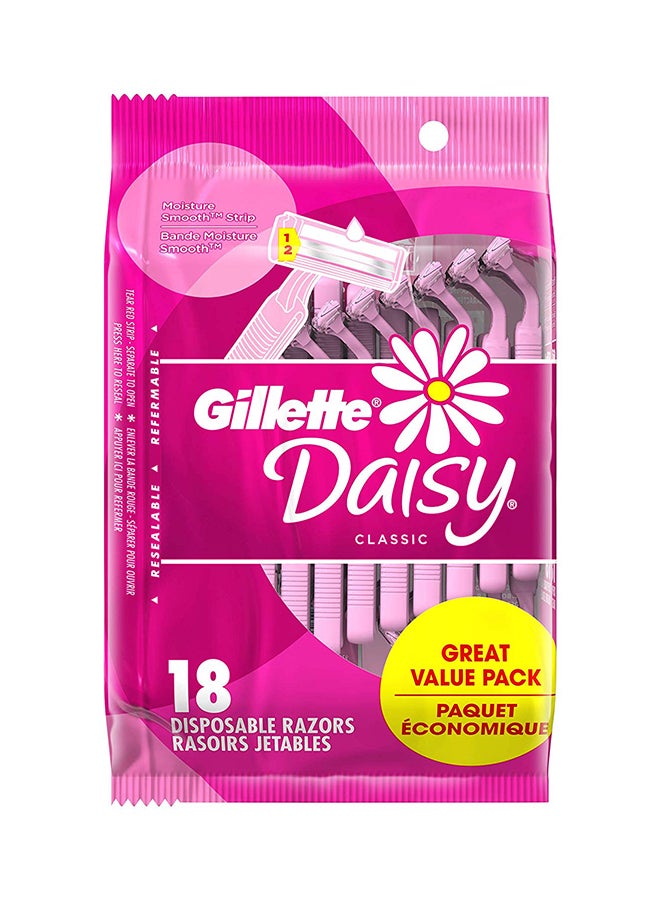 18-Piece Daisy Disposable Razor Pink