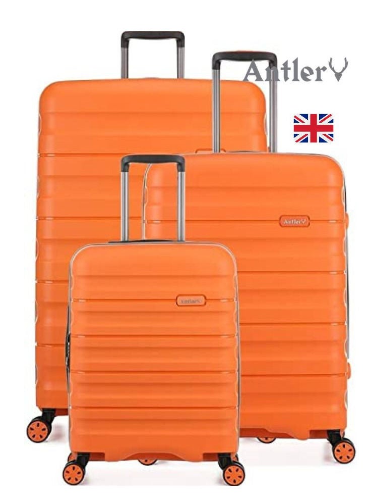 3-Piece Juno II 4-Wheel Luggage Trolley Set Orange