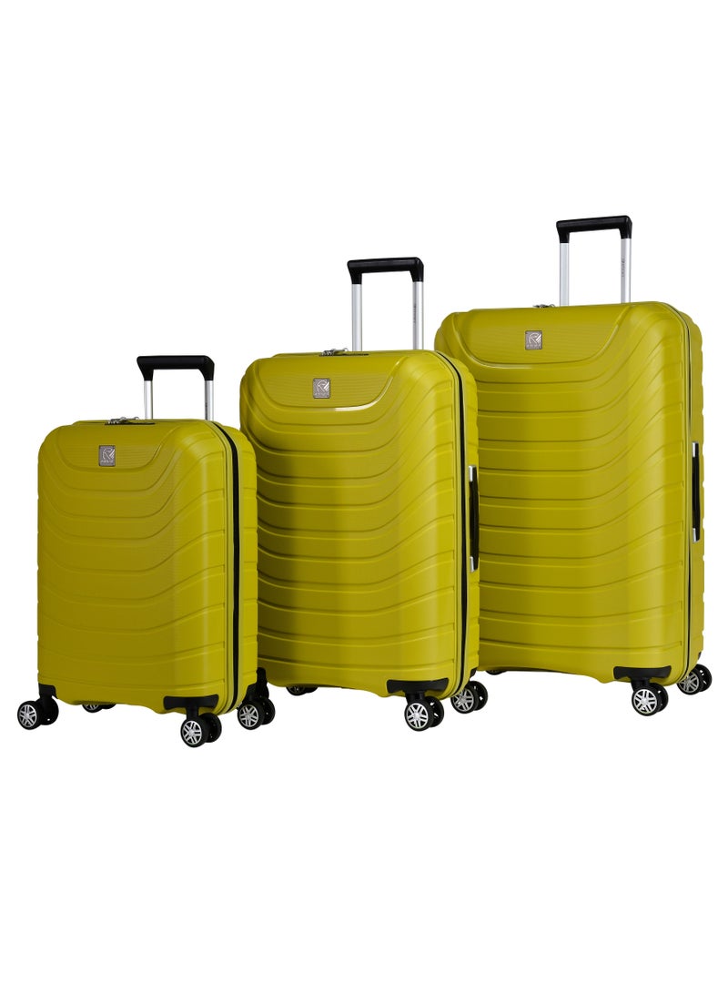 Knight Hard Case Travel Bag Trolley Luggage Set 0f 3 Polypropylene Lightweight Suitcase 4 Quiet Double Spinner Wheels With Tsa Lock B0011 Chartreuse