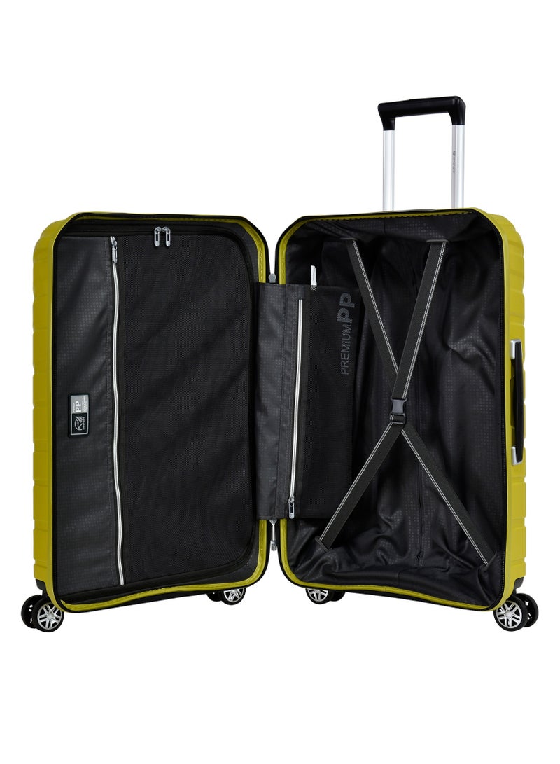 Knight Hard Case Travel Bag Trolley Luggage Set 0f 3 Polypropylene Lightweight Suitcase 4 Quiet Double Spinner Wheels With Tsa Lock B0011 Chartreuse