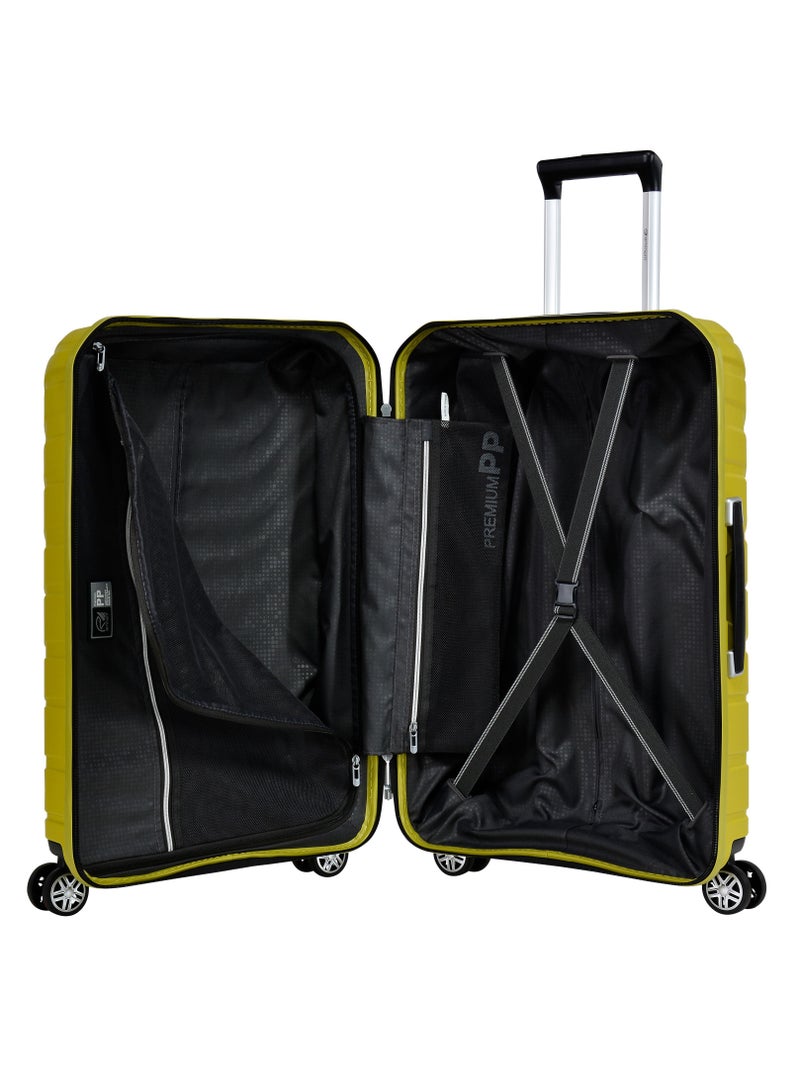 Knight Hard Case Travel Bag Trolley Luggage Set 0f 3 Polypropylene Lightweight Suitcase 4 Quiet Double Spinner Wheels With Tsa Lock B0011 Chartreuse