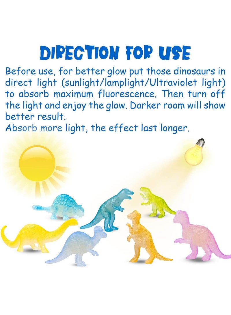 Mini Dinosaurs Toys 48PCS Glow in Dark Figure Dinosaur Party