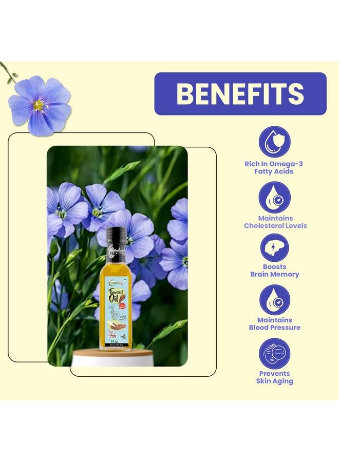 Cold Pressed Organic Flax Seed Oil & Castor & Black Seeds Oil ( Pack Of 3* 100 Ml) ; With Deep Nourishing Properties ; Weight Management ; Hair & Skin Care