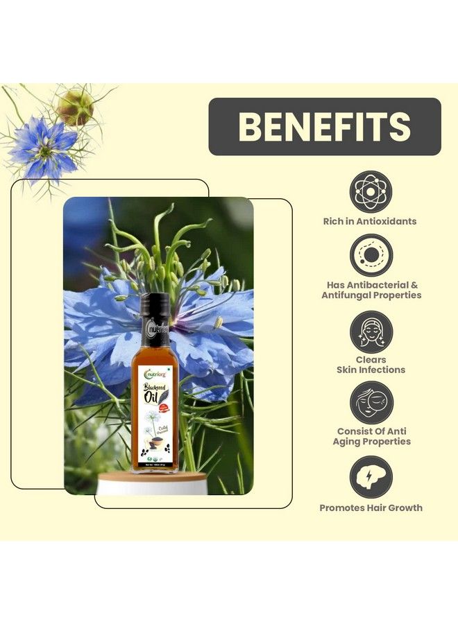 Cold Pressed Organic Flax Seed Oil & Castor & Black Seeds Oil ( Pack Of 3* 100 Ml) ; With Deep Nourishing Properties ; Weight Management ; Hair & Skin Care