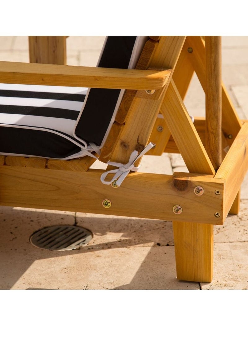 Outdoor Chaise With Umbrella Navy Blue/Brown/White