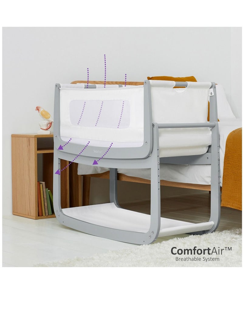 Pod4 Bedside Crib For Infant And Baby, Increased Air Flow For Better Sleep, 3D Breathable Mattress, Machine Washable Liner, Rocking Stand, Suitable From 0 To 6 Months ( L100 X 49 X H95) - Dove