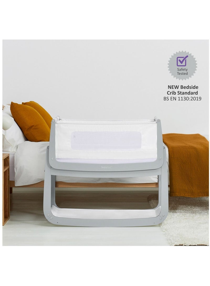 Pod4 Bedside Crib For Infant And Baby, Increased Air Flow For Better Sleep, 3D Breathable Mattress, Machine Washable Liner, Rocking Stand, Suitable From 0 To 6 Months ( L100 X 49 X H95) - Dove