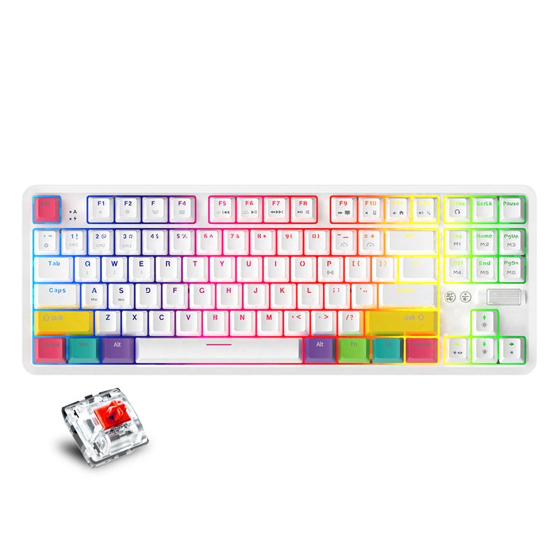 K870T Wired and Bluetooth Dual Mode RGB Color Backlight Mechanical Switches Gaming Keyboard - English