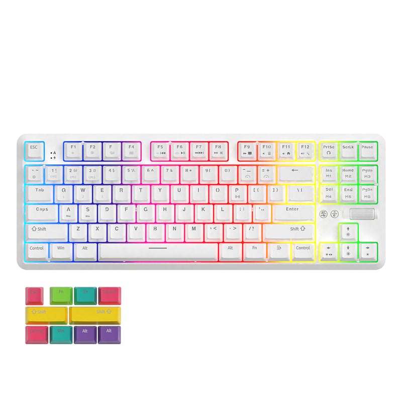 K870T Wired and Bluetooth Dual Mode RGB Color Backlight Mechanical Switches Gaming Keyboard - English