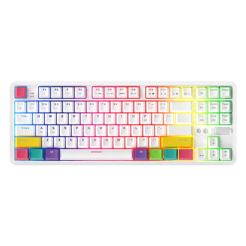 K870T Wired and Bluetooth Dual Mode RGB Color Backlight Mechanical Switches Gaming Keyboard - English