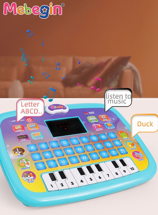 Kids Tablet Learning machine Pad Toy with A-to-Z Alphabet and 1-to-10 Numbers Piano Keys English Early Education Intelligent Story Machine Large-capacity Content Multi-functional Toy