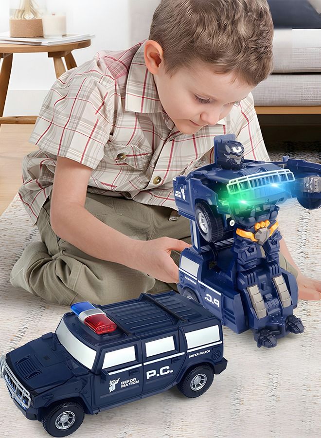 Robot Car Toy 2 in 1 Deformation Car，Transforming Toys Cars,Robot Cars Toys,Transform Car Robot,Police Car Toy with LED Light