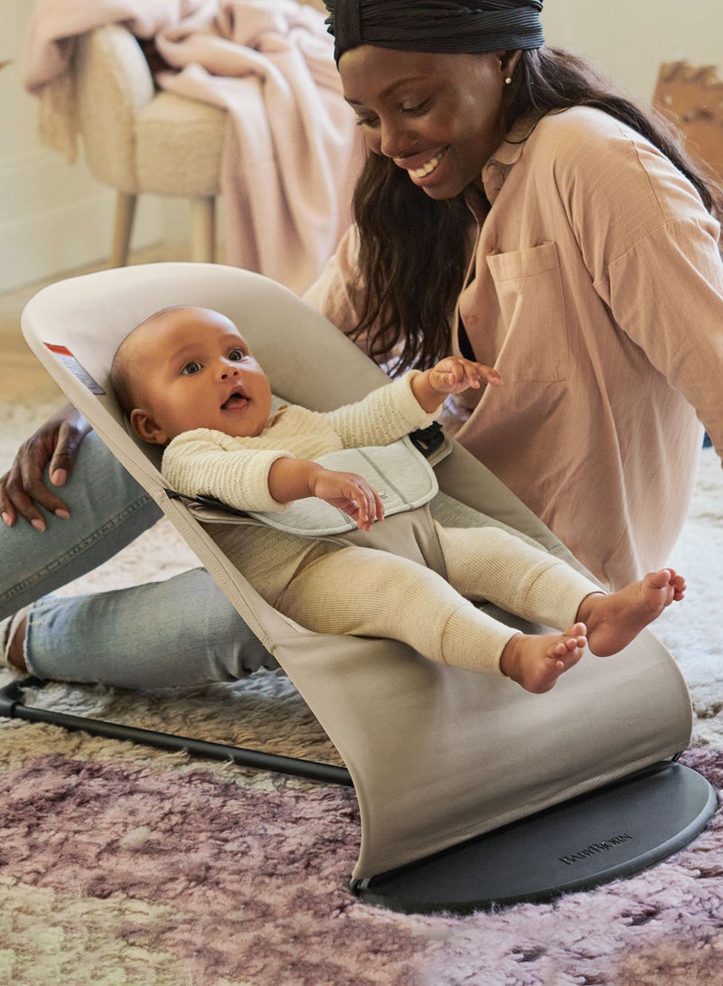 Baby Bouncer Balance Soft Cotton Jersey Beige And Grey