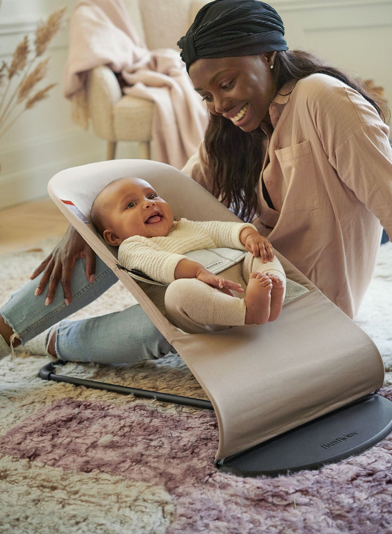 Baby Bouncer Balance Soft Cotton Jersey Beige And Grey