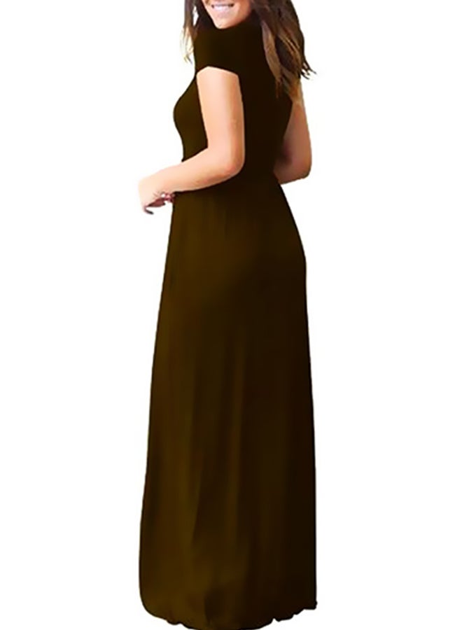 Evening Party A-Line Maxi Dress Brown
